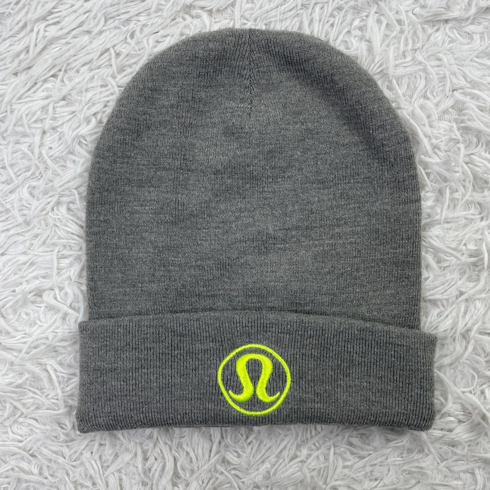Lululemon Hat Unisex One Size Gray Warm Revelation Beanie Merino Wool Blend